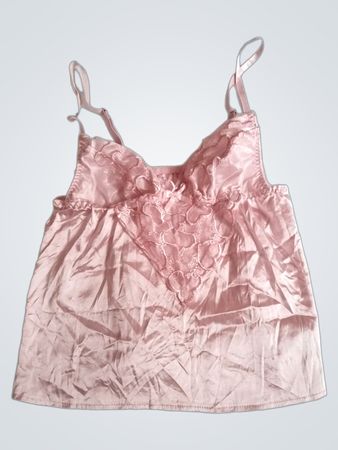 Rosa Satin-Camisole mit Spitzenbesatz