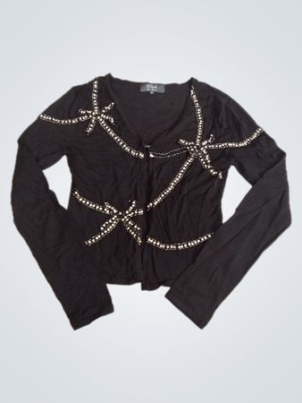 Schwarzer Cardigan mit Verzierungen