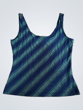 Rockmans Blau und Grün Gestreiftes Tanktop