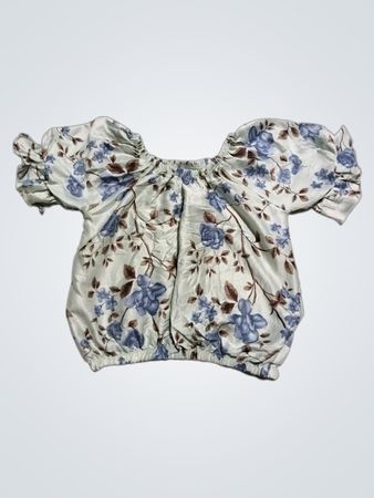 Blumen Puffärmel Cropped Top