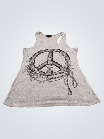 Spicy Sugar Damen Silber Glitzer Frieden Zeichen Tanktop