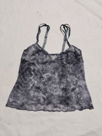 Grau Paisley Druck Spaghetti-Top