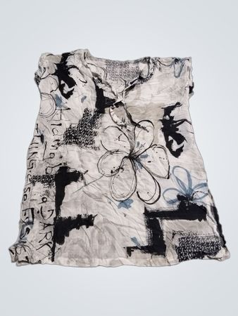 Weißes Oberteil mit abstract floralen und Textdruck
