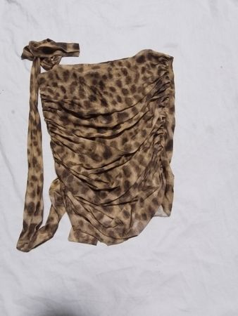 Rüschen Leopardenmuster Mini Kleid mit Bindungsdetail