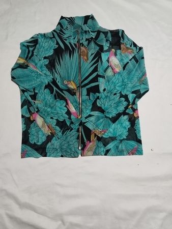 DAMEE Tropical Bird Print Zip-Up Jacket