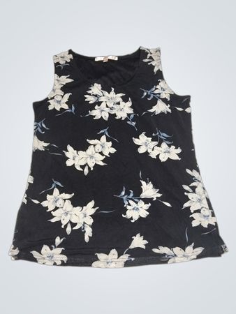 NONI B Schwarzes Blumenärmelloses Top
