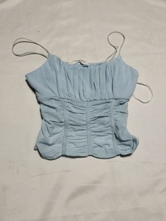 MORNINGMIST Raffung Babyblau Spaghettiträgershirt