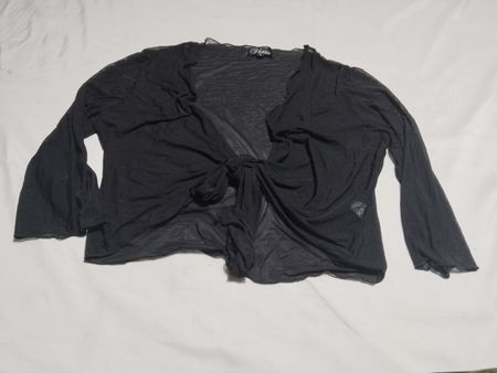 Vbasic Schwarzer transparenter Cardigan mit Bindeband vorne
