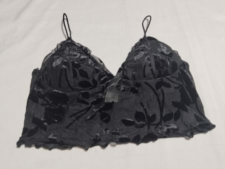 Anko Schwarzes Floral Mesh Bralette Größe 12