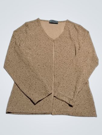 Sarah Lawrence Beige Glitzernde Strickjacke