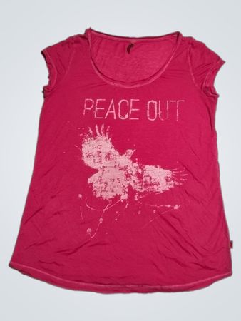 Rosa T-Shirt mit "PEACE OUT" Grafik