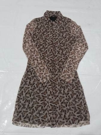 Stradivarius Schmetterlingsdruck Mesh Hemdkleid