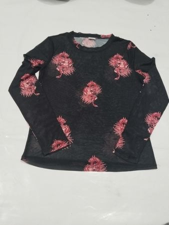 Pimkie Black Dragon Print Mesh Langarmshirt
