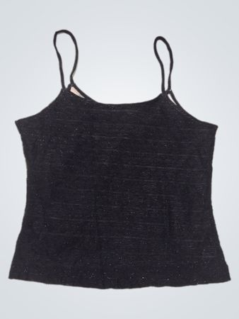 Schwarzes Glitzer-Spaghetti-Träger-Tanktop