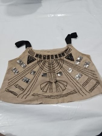 Beige verziertes Crop-Top