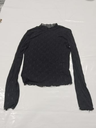 Schwarzes Mesh Langarmtop