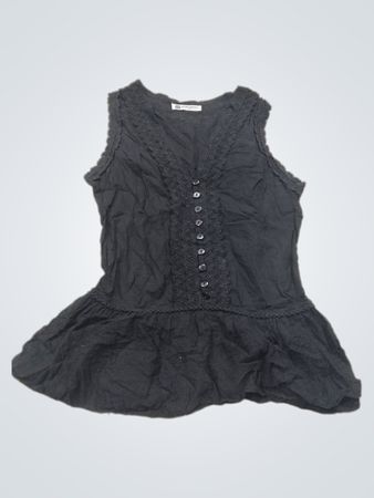 ANIMA BELLA Schwarzes ärmelloses Top mit Spitzenbesatz