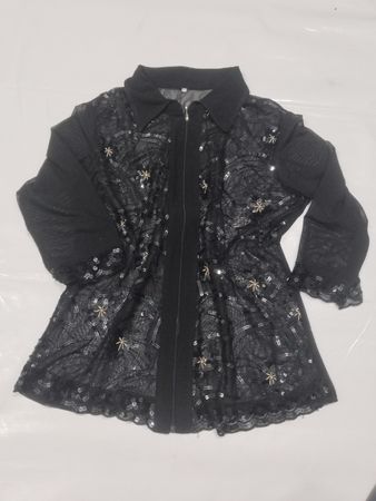 Schwarze Pailletten-Spitzenjacke