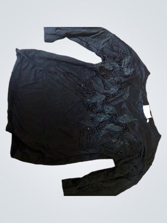 DANIEL VALENTIN COLLECTION Schwarzes Perlen Longsleeve-Top