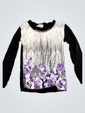 Ajbel Damen Langarmoberteil mit floralem Druck und Strassdetail