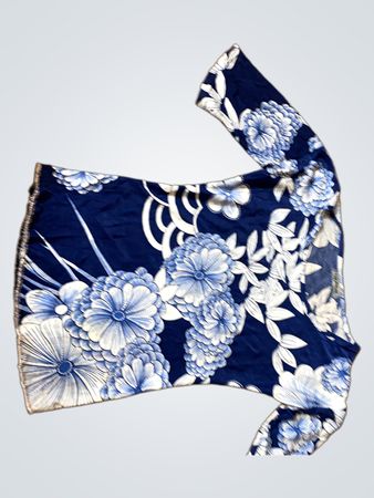 YUE SHENG Blauer Blumenmuster Langarmoberteil