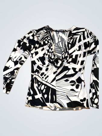 Betty Barclay Collection Schwarzes und Weißes Druck Langarmshirt