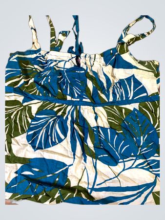 Monsoon Damen Blaugrün Blattmuster Smock-Top mit Spaghettiträgern