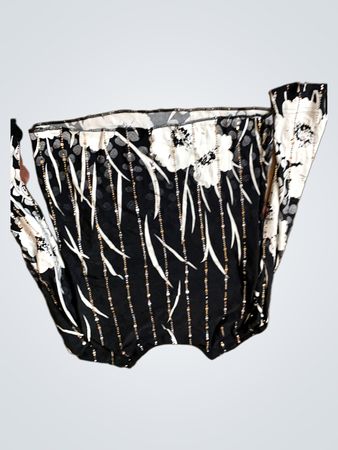 Atelier S Schwarzes und Weißes Floral-Print Langarmtop