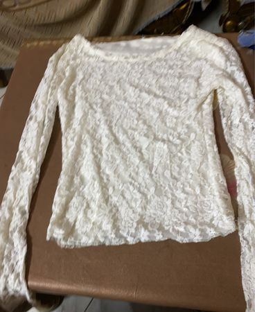 White Lace Long Sleeve Top