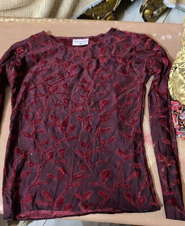 KARLSBADER Long Sleeve Velvet Burnout Top