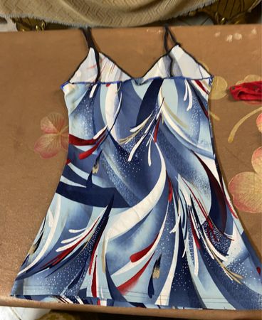 Vernissage Frauen Blau Abstrakt Druck Spaghetti-Träger Tanktop