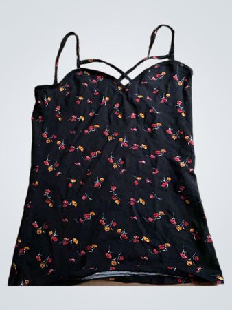 Schwarzes Blumenmuster-Top