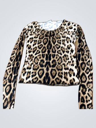 Un temps pour elle Paris Leopard Print Long Sleeve Top