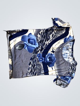 H & Z FASHION 3XL/4XL Blau Blumendruck Top