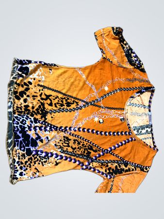 ELEKA Orange Leopard-Print Kettenperlen-Top