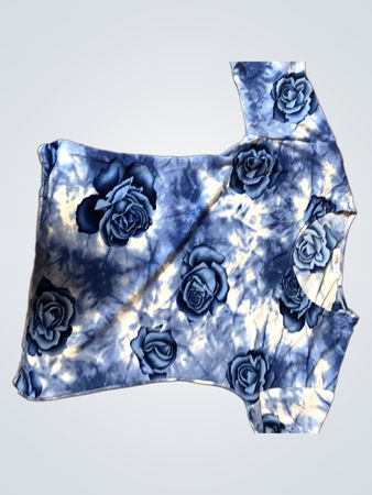 SPRING Blue Rose Print Top