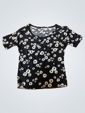 H&Z FASHION Schwarzes Gänseblümchen-Print-Top