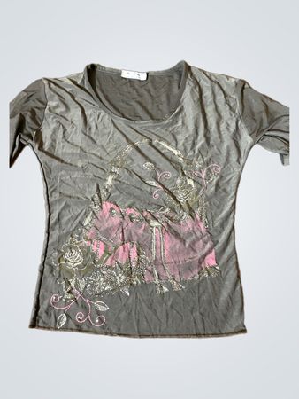 J & Y Damen T-Shirt mit pinkem Handtaschen-Graphic