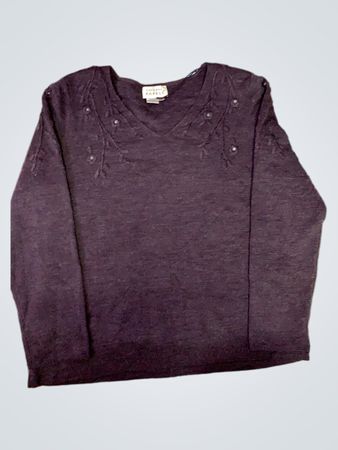 Adrianna Papell Purple V-Neck Sweater XL