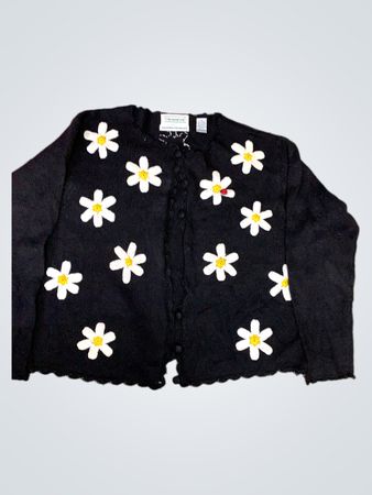 Shenanigans Black Daisy Knit Cardigan