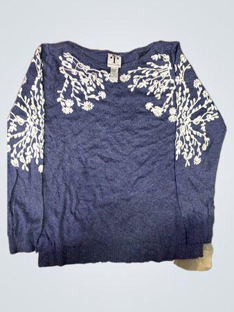 rain + rose Blue Embroidered Sweater