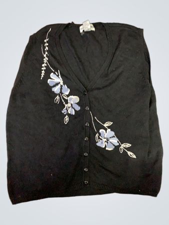 Alfred Dunner Black Knit Sweater Vest