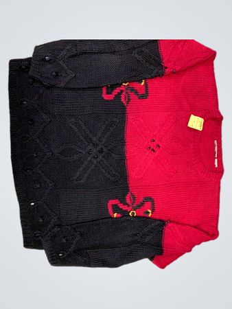 Color-Block Knit Button-Up Sweater