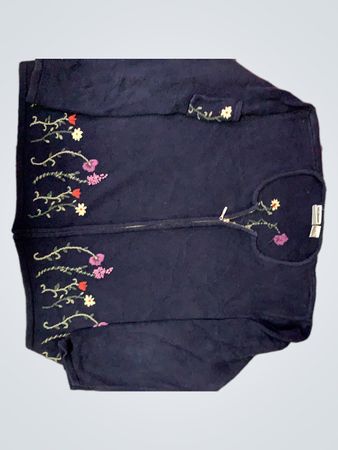 Navy Blue Sweater with Floral Embroidery