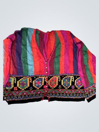 Multi-Color Striped Knit Cardigan
