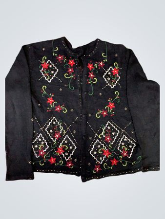 Erika Embroidered Black Sweater