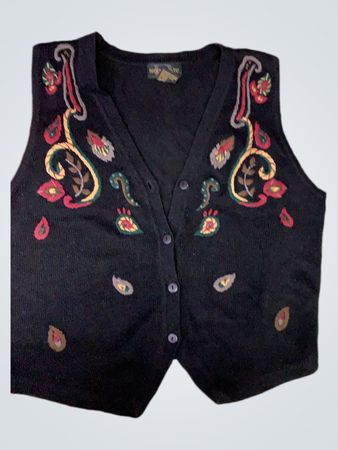 Black Embroidered Vest