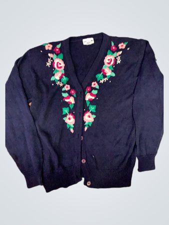 Alfred Dunner Floral Embroidered Cardigan
