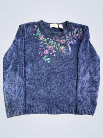 Alfred Dunner Blauer Blütenpullover