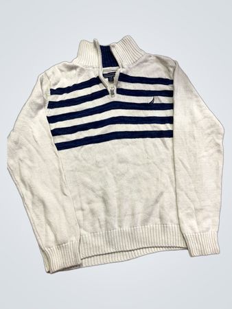 Nautica gestreifter Viertel-Reißverschluss-Pullover